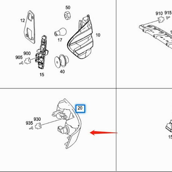 Bakre stötfångarreflex för Mercedes-Benz W164 GL/ML