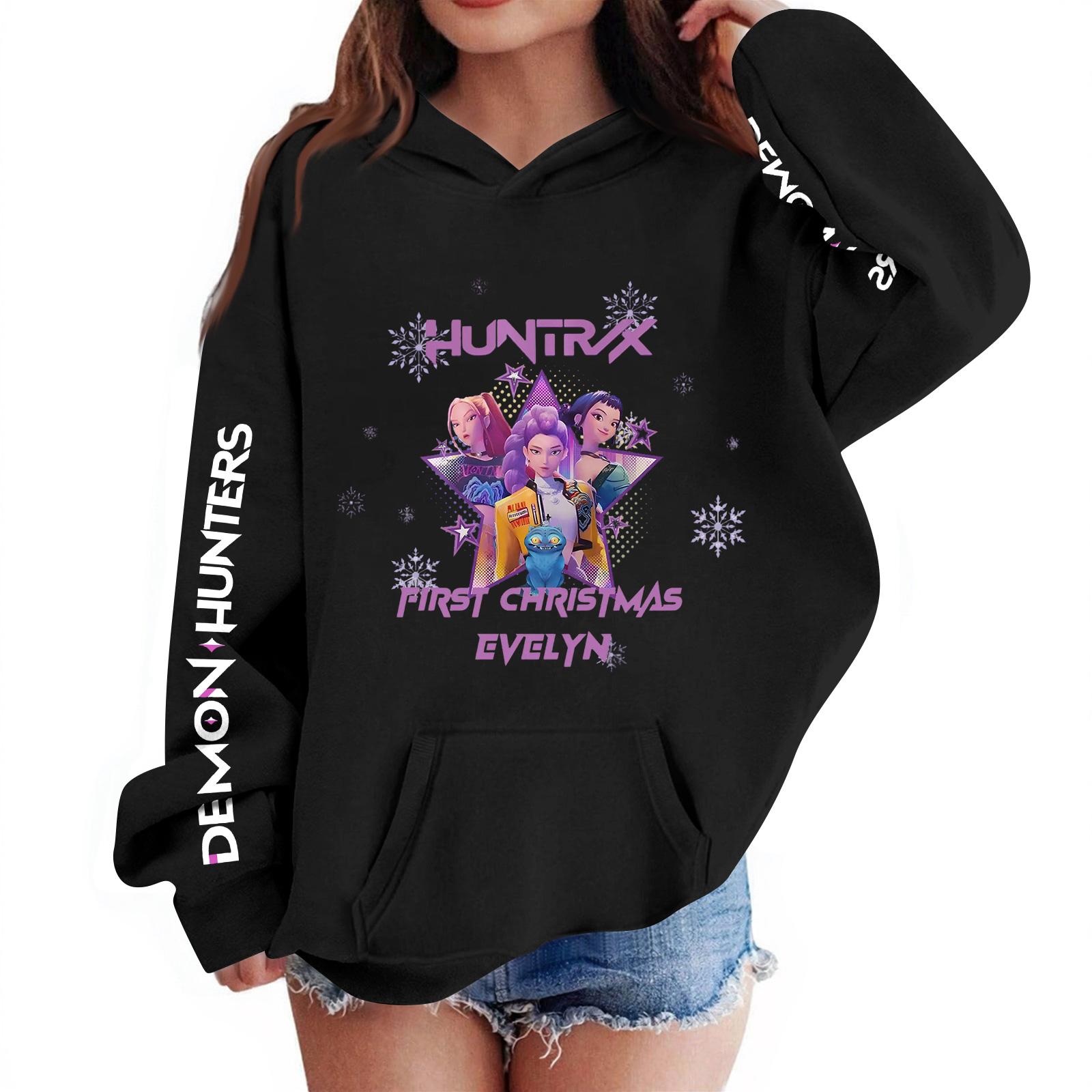 

Дитячий пуловер вільного крою з довгим рукавом, з капюшоном на шнурку та принтом літер 100 чорний