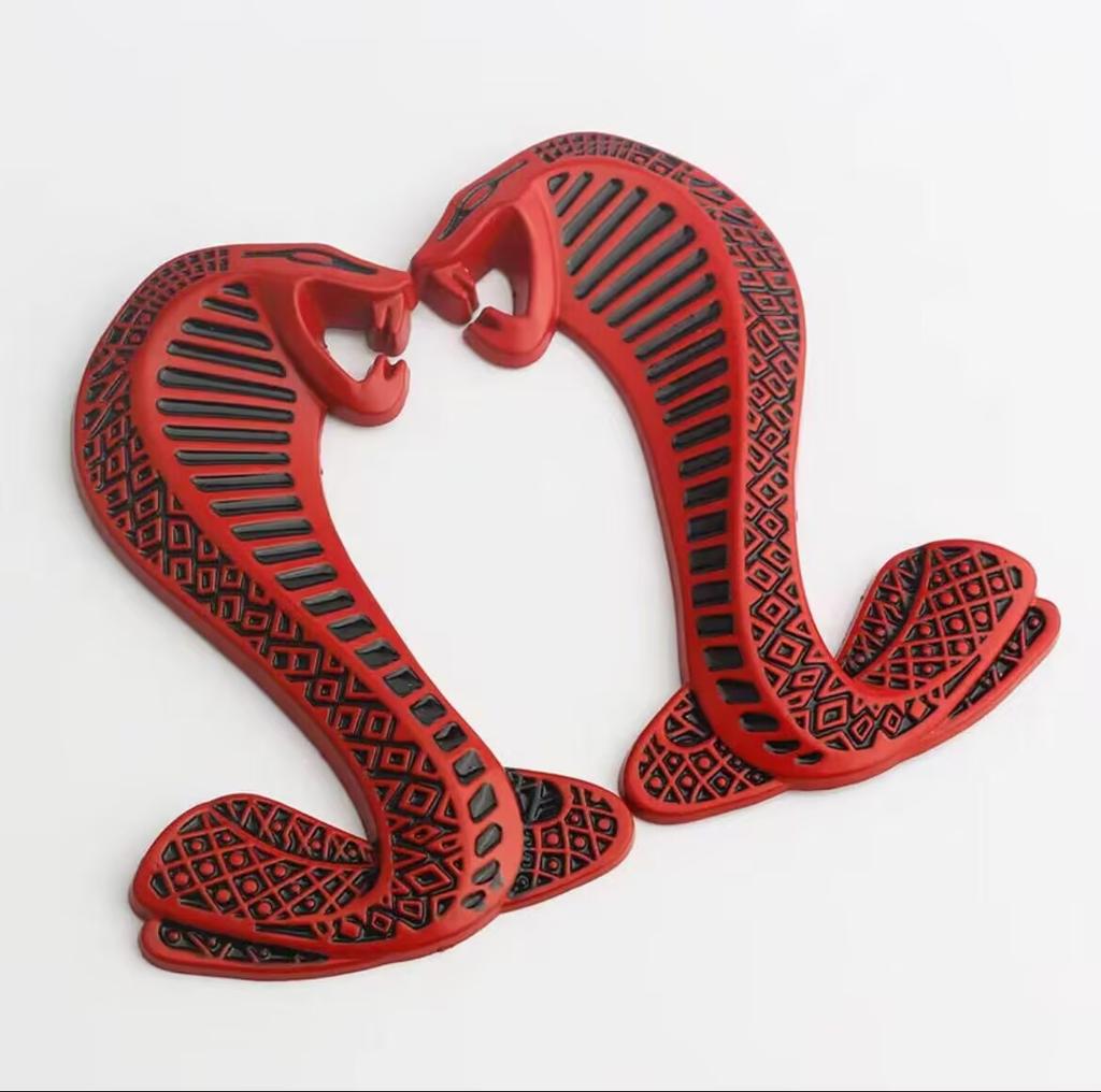 2x Snake Cobra Car Front Grille Emblem Side Fender Badge Rear Trunk Car Stickers Accessories