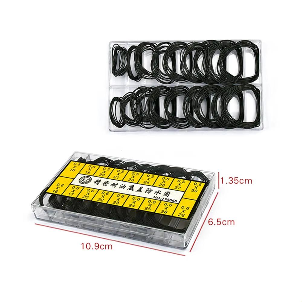 200Pcs Watch Back Case Rubber Waterproof Caseback Gasket O-Ring 0.6mm 0.5mm Thickness Watchmaker O-Ring Watches Washer Tools