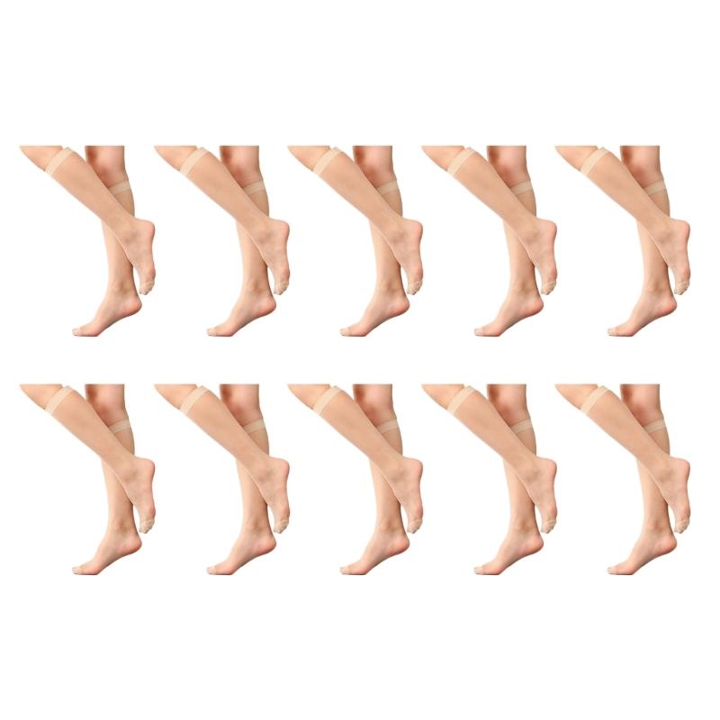 1/5/10 Pair Silky Sheer Women Over the Calf Long Socks for Office and Casual Wear Breathable Nylon Knee Length Stockings