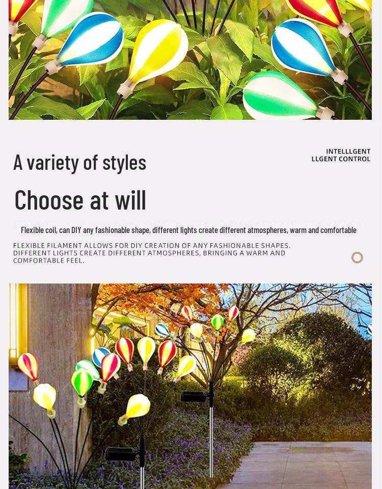 Solar LED Hot Air Balloon Sway Light - Outdoor Waterproof Garden Decor