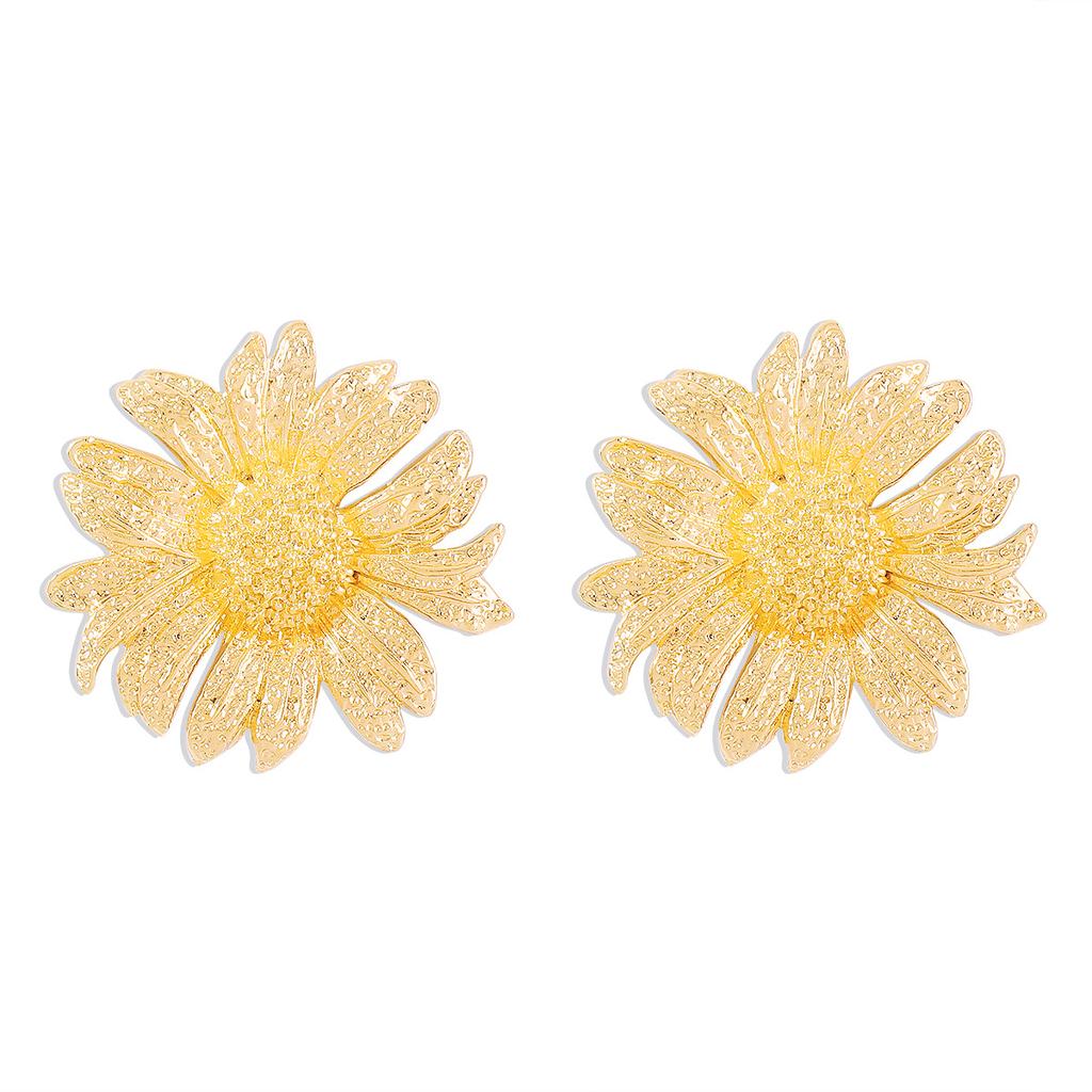 New European American Style Exaggerated Sunflower Necklace Earrings Flower Pendant Clavicle Chain For Women Trendy Jewelry