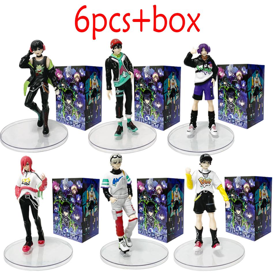 6pcs BLUE LOCK Anime Figures Doll Isagi Yoichi Nagi Seishiro Bachira Meguru Mikage Reo Figure Model decoration Toys for kid Gift