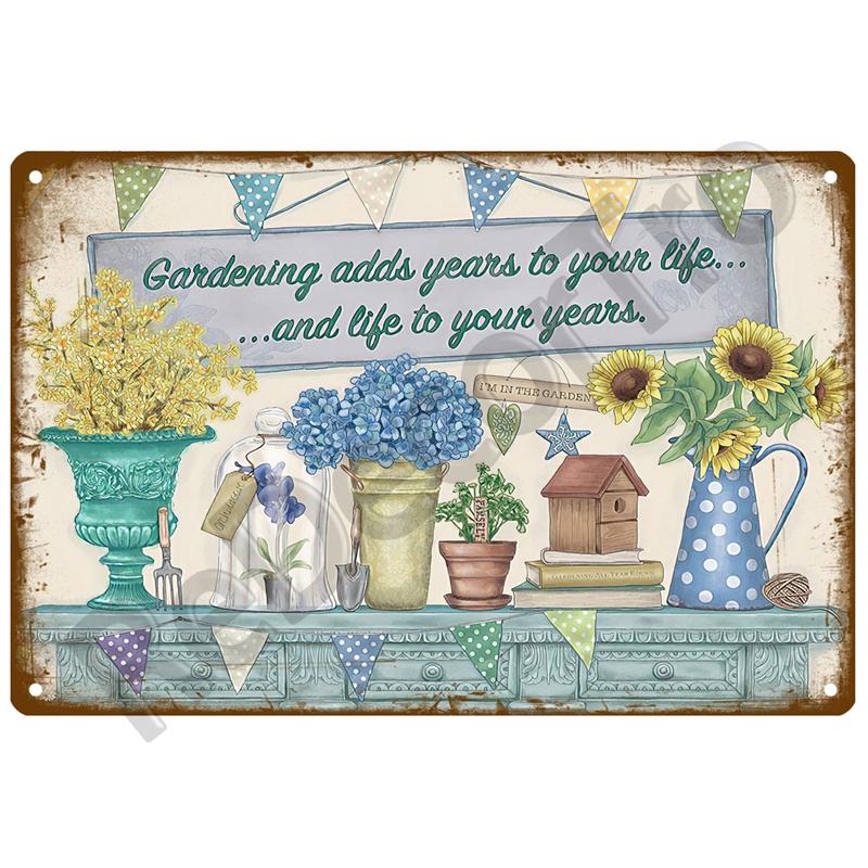 Retro Tin Sign Poster Garden Vintage Wall Poster Metal Sign Decorative Wall Plate Flower Plaque Metal Vintage Decor Accessories