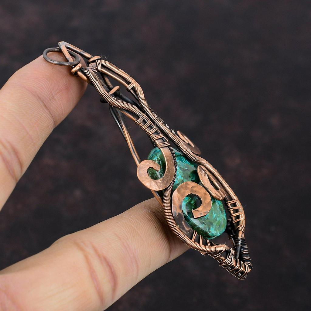 Shattuckite Gemstone Pendant Copper Wire Wrapped Pendant Elegant Jewelry Handmade Pendant Copper Jewelry Brand New Pendant Engagement Gifts