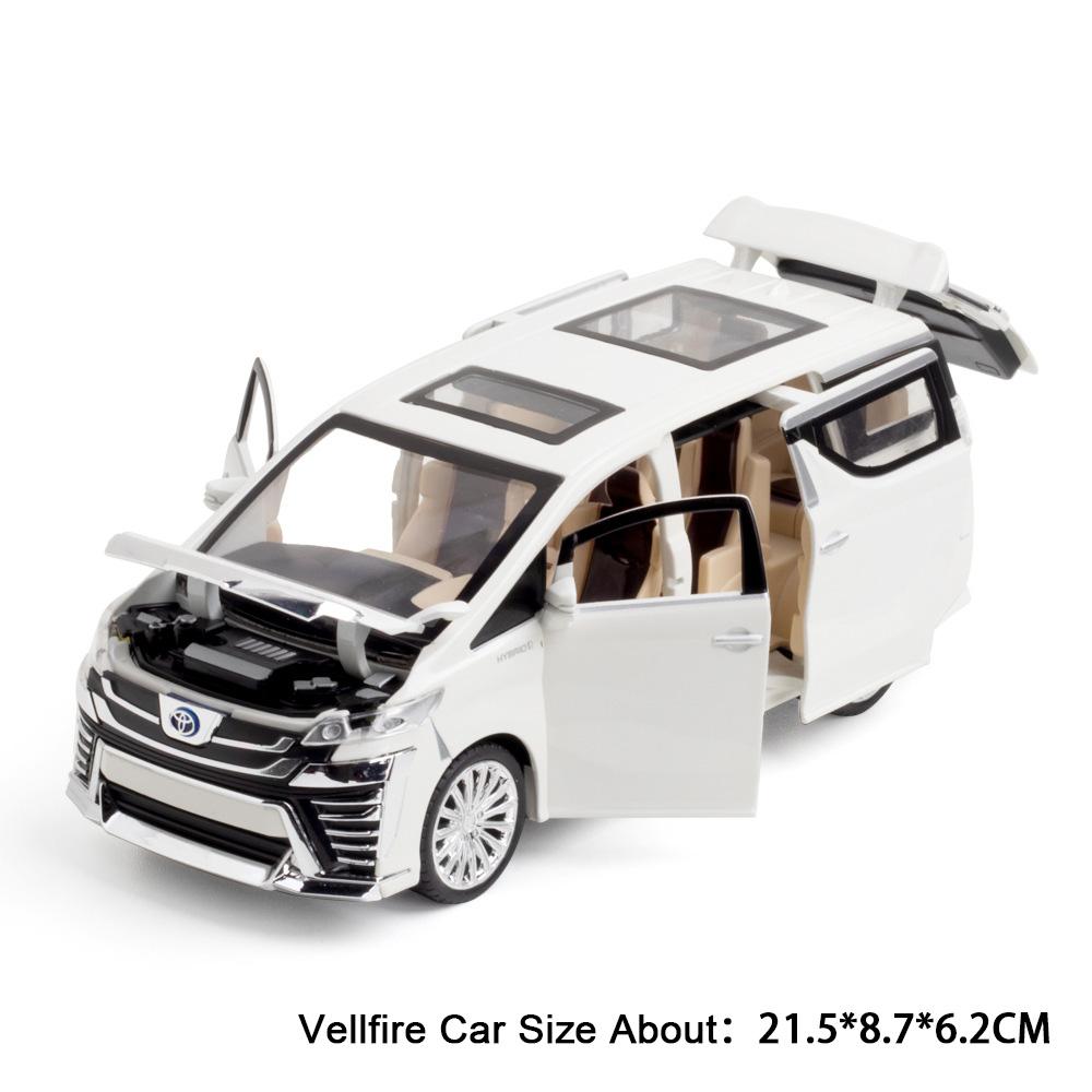 1:24 Vellfire Alphard Alloy MPV Model Toy Car Metal Diecast Doors Opened Sound Light Business Cars Models Kids Hobby Ornaments