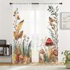 2PCS Digital Printed Sheer Curtain, Autumn Leaves Mushrooms, Fall Forest Woodland Nature for Living Room Bedroom Home Decor