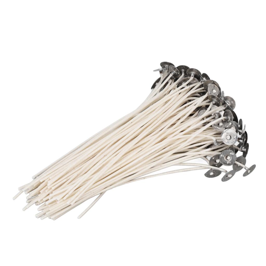 100Pcs 15cm/5.91in Natural Candle Wicks Smokeless Pre Waxed Cotton Candle Core for DIY Scented Candles
