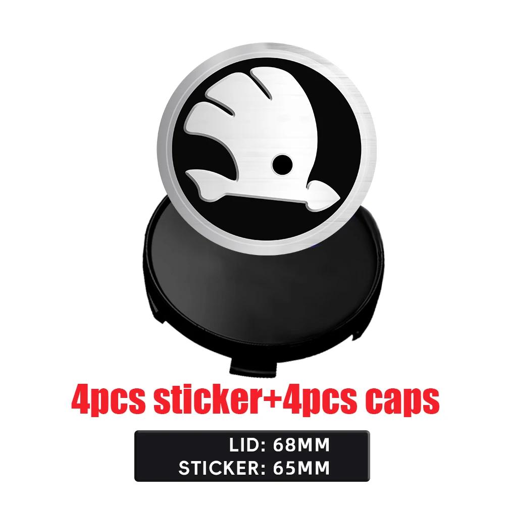 Car Sticker 2025 Hot 4Pcs 56/60/65/68MM Wheel Center Hub Caps Sticker Tire Rim Cover For Skoda Octavia A5 3 2 VRS Vision Kodiaq