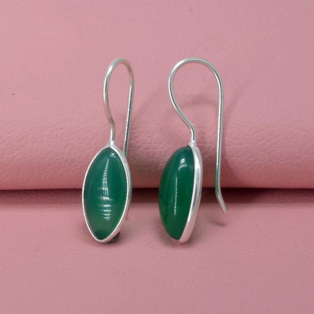 Green Onyx 925 Sterling Silver Drop Earrings, Gemstone Handmade Dangle Earrings