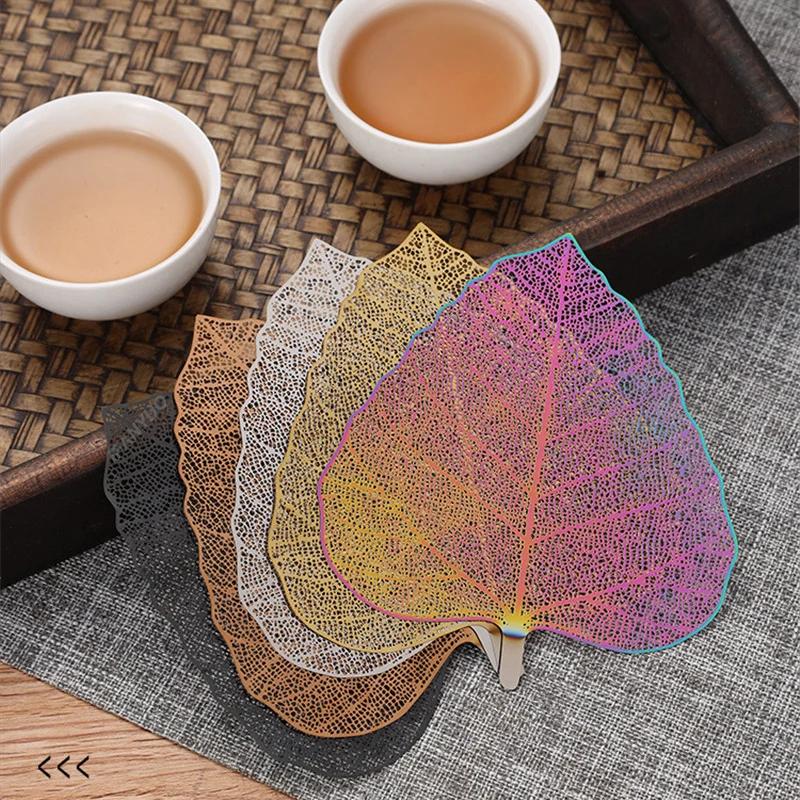 New Rose Gold Black Colorful Bodhi Leaf Tea Filter Hollow Leaves Shape Tea Strainer Kung Fu Tea Infuser Drinkware Teaware Gadget