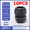 10Pcs Waterproof Cable Gland NPT 1/4 NPT 1/2 NPT 3/8 American Nylon Cable Joint Black Flame-retardant 4-25mm Wire Connector IP68