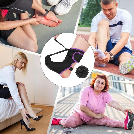 Plantar Fasciitis Night Socks with Handheld Massage Tool Double Pain Relief Support Plates Non-Slip Ankle Straps Breathable Soft Brace for Men Women