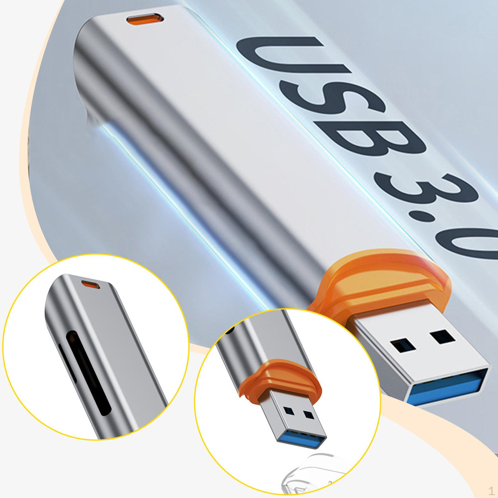 

Картридер USB 3.0 Дизайн с двумя слотами для карт Отверстие для шнурка Замена Портативный Практичный серый