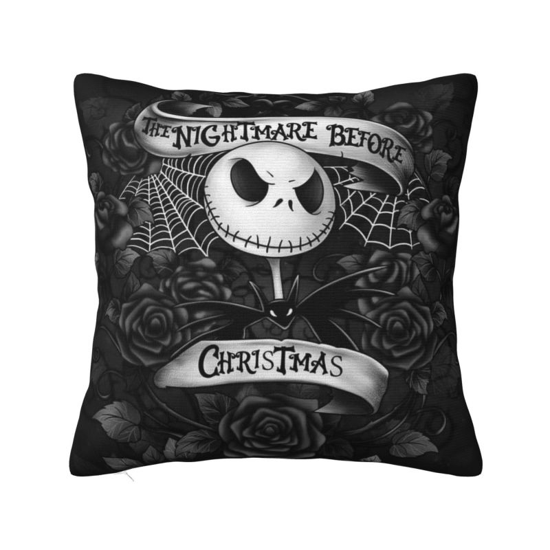 Custom Nightmare Before Christmas Pillow Case for Sofa Jack and Sally Luxury Cushion Cover Square Pillowcase