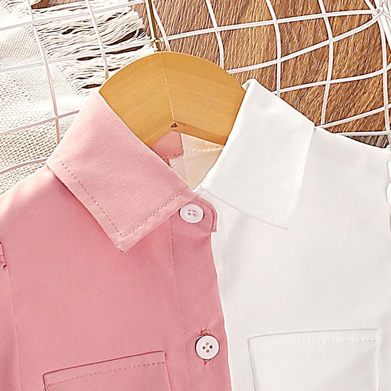 Children's Summer Children's Patchwork Color Short-sleeved Shirt Skirt Girl's Dress