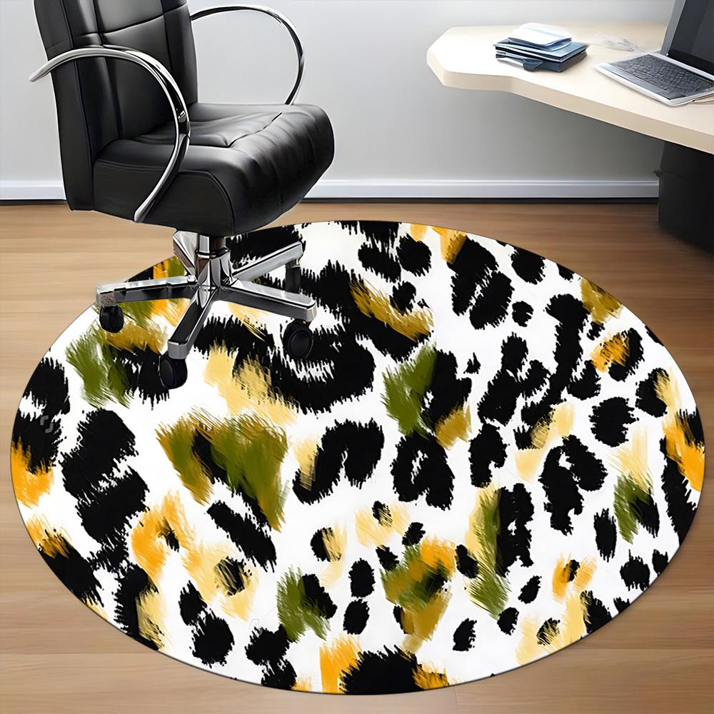 1PC Leopard Print Chair Carpet for Office Non-Slip, Lightweight, Machine Washable Rug for Office, Sleeping, Room - Holiday Decoryy251009082