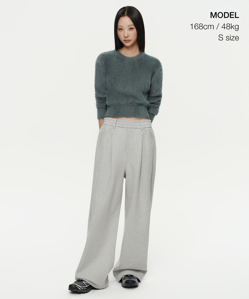 MUSINSA STANDARD WOMAN Women'S Fuzzy Crew Neck Knit [Gray]