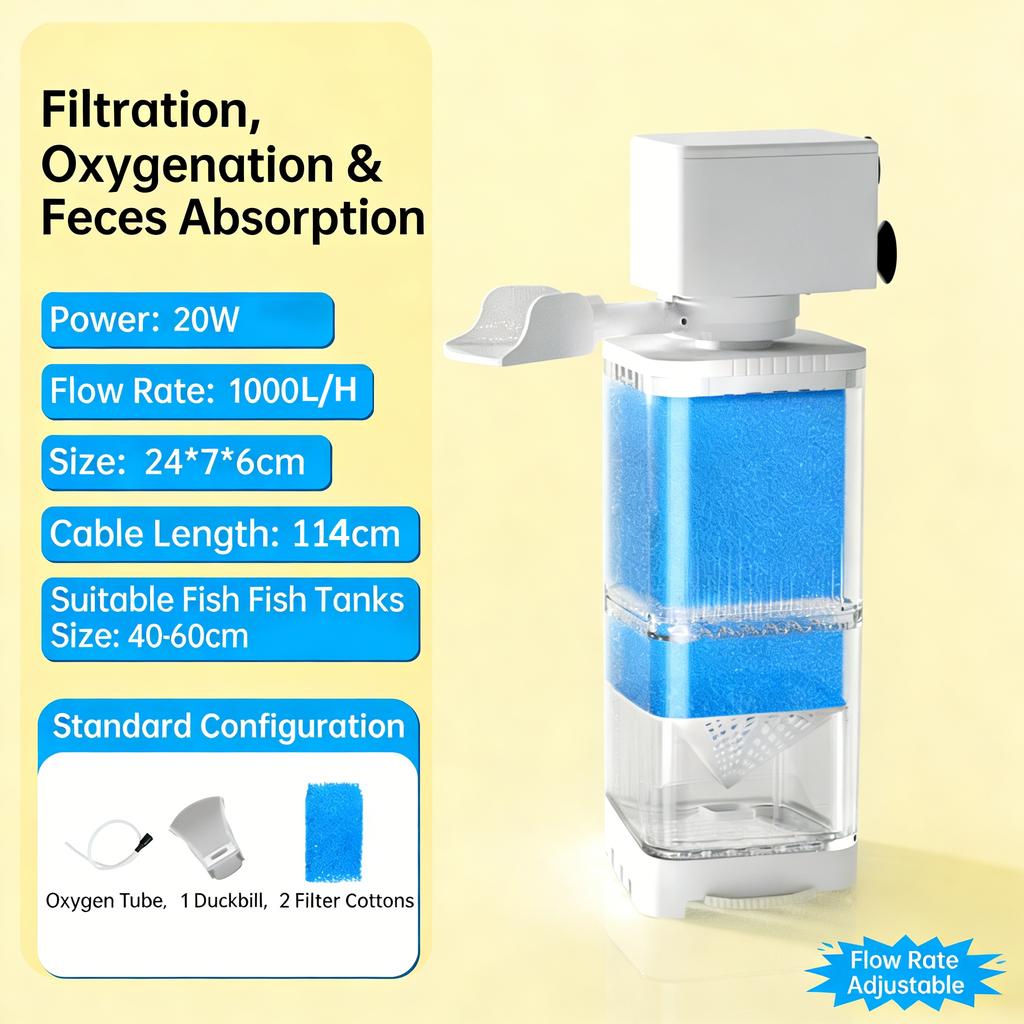 6in1 220v Aquarium Filter Pump Fish Tank Submersible Silent Air Oxygen Aerator Internal Water Pump Aquarium Air Pump Wave Maker