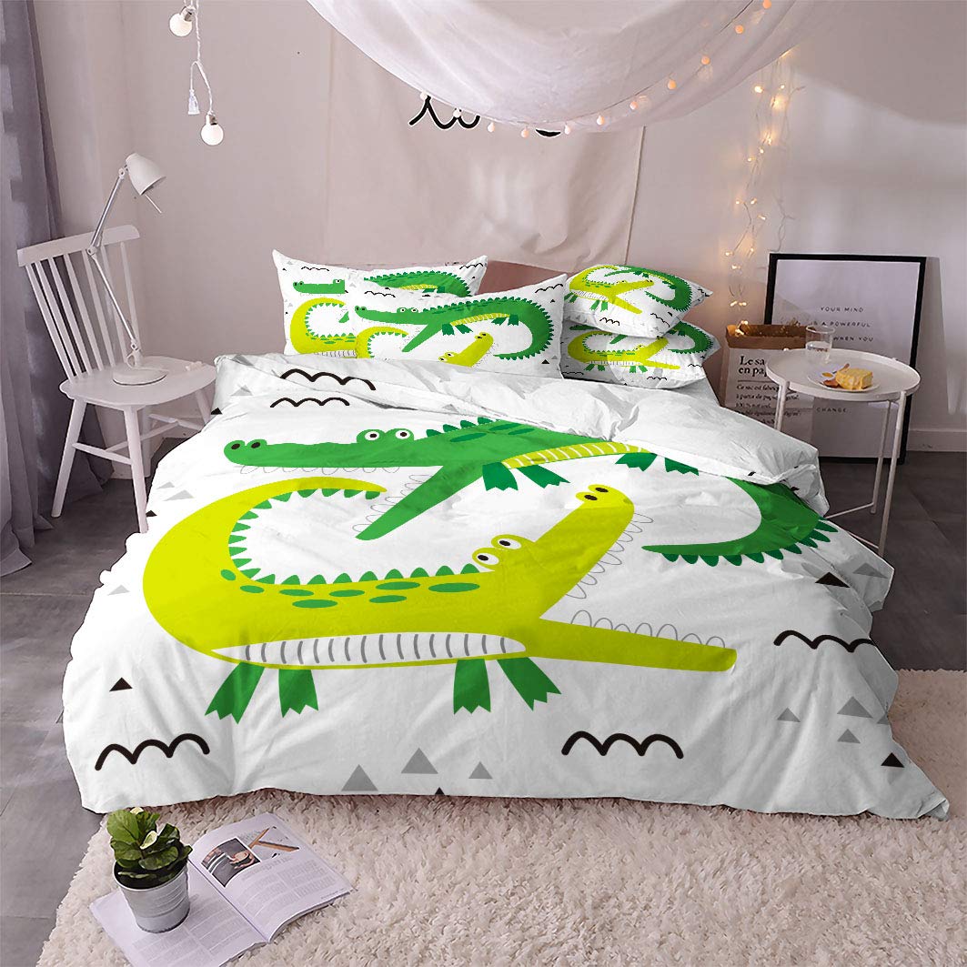 

Абстрактный комплект пододеяльника, Покрывало с принтом крокодиловой кожи, африканское животное, крокодил, 3 предмета, с наволочками, полный размер EU single(135x200cm)