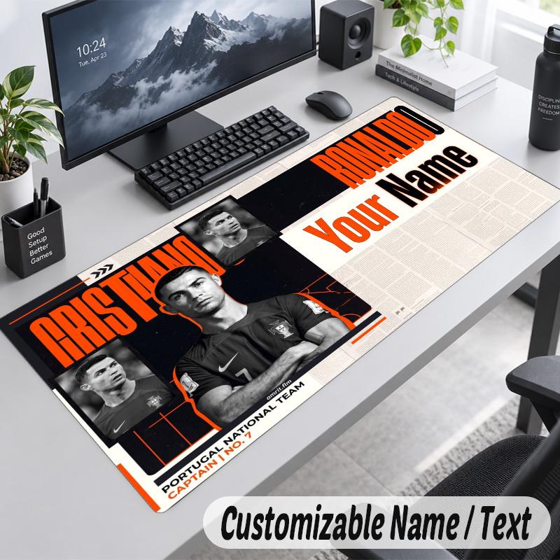 Cristiano Ronaldo Personalized Large Mouse Pad Custom Name Text Extended Desk Mat Gaming Mousepad