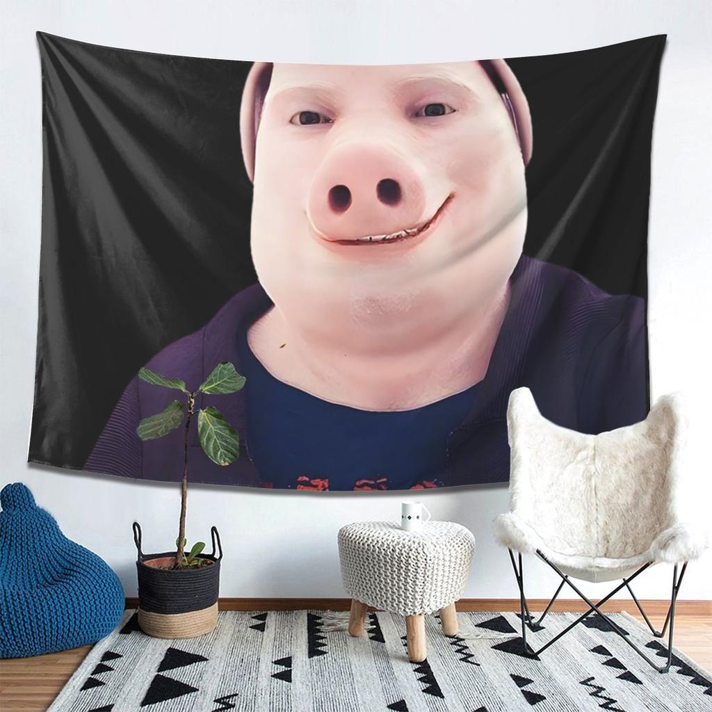 John Pork Smiling Tapestry Wall Hanging Aesthetic Home Decoration Tapestries for Living Room Bedroom