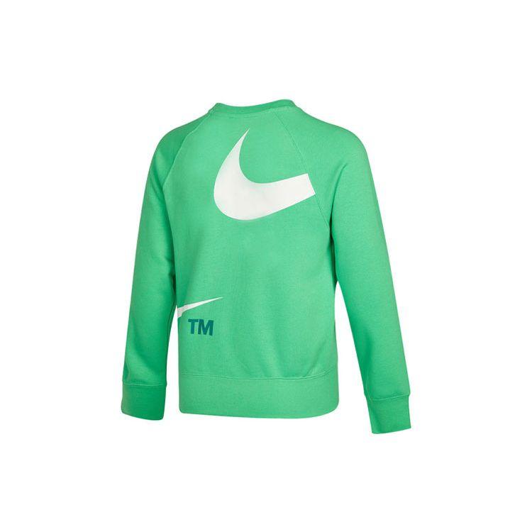 Nike Swoosh Ft Crew Large Logo Print Knit Pullover Sweatshirt Men Sweatshirt Green DD6097-362