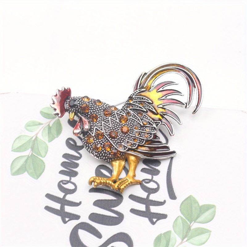 New Rooster Brooch Vintage Luxury Multi-colored Rhinestone Corsage Dress Pin Accessory Gift