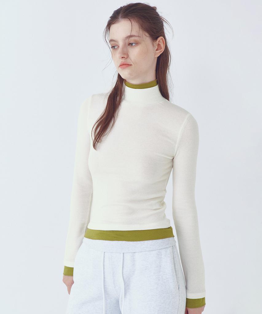 CITTA Every Day Wool Double Layered Turtle-Neck T-Shirt_Ctt397(Ivory)