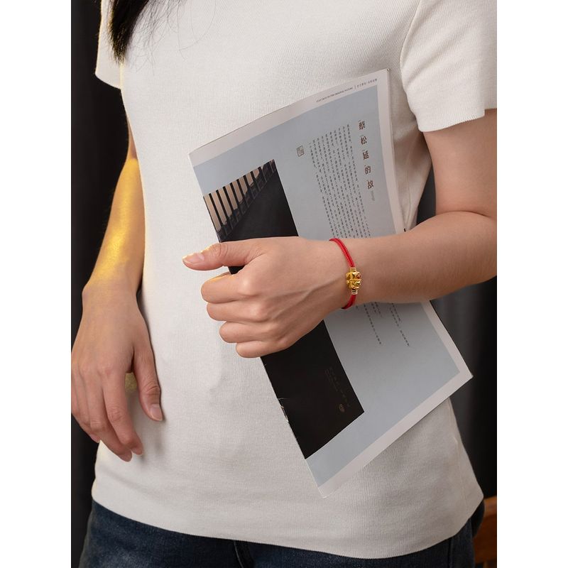 Red Rope Hand Strap Semi-Finished Products Can String Gold Lucky Beads DIY Bracelet Handmade Braided Rope Gift Couple