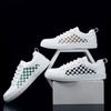 Plaid Leather Men Casual Shoes Outdoor White Men's Sneakers Comfort Male Flats Lace Up Jogging Breathable Board Shoes 2024 New