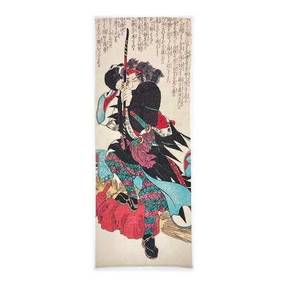 Ukiyo-e Tenugui Towel - Utagawa Kuniyoshi Seichu Gishi Den - Mase Chutayu Masaaki - 100% Cotton - Japan s Finest Tenugui Fabric - Tokuoka - Fine
