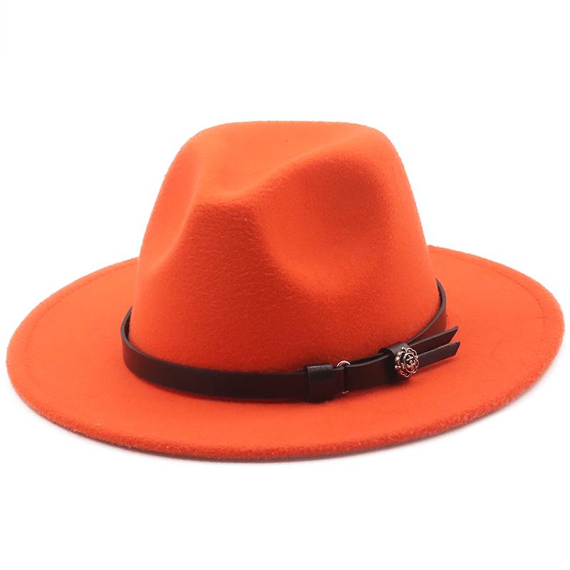 New Women Men Wool Fedora Hat With Leather Ribbon Gentleman Elegant Lady Winter Autumn Wide Brim Jazz Church Panama Sombrero Cap