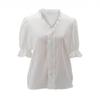 Shopping Mall Spring and Summer New Fashionable Versatile French Fungus Edge V-neck Bubble Sleeve Short-sleeved Shirt 111169