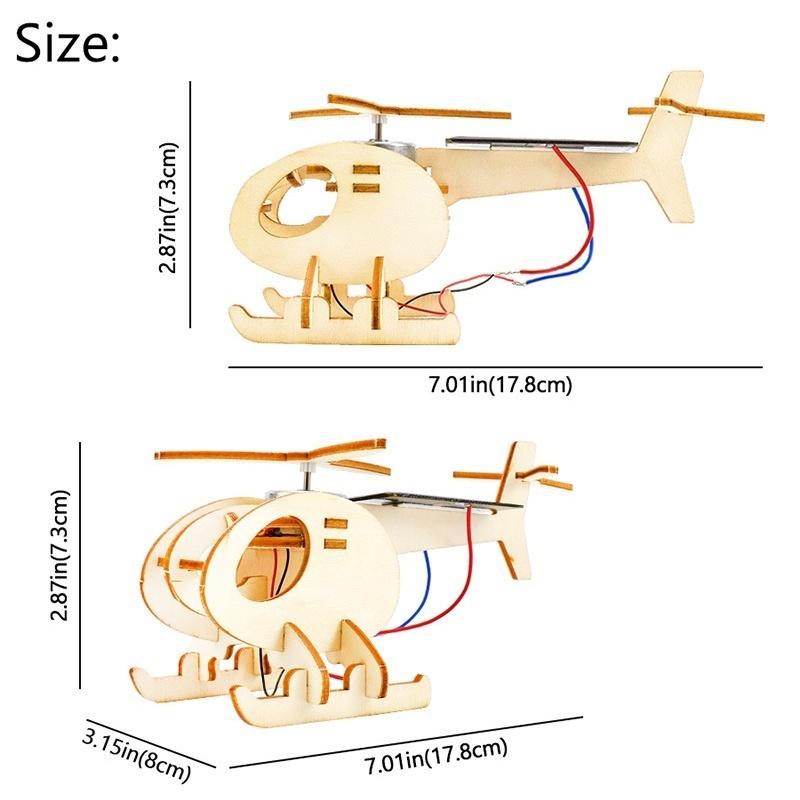 DIY Dřevěná Solární Helikoptéra Hračka pro Děti Fyzika Věda Experimentální Ručně Vyráběné Sestavovací Modelové Sady Vzdělávací Hračky Dárky