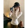 Bow lace collar tie pure desire slim Andy velvet knitted top women's autumn and winter bottoming shirt