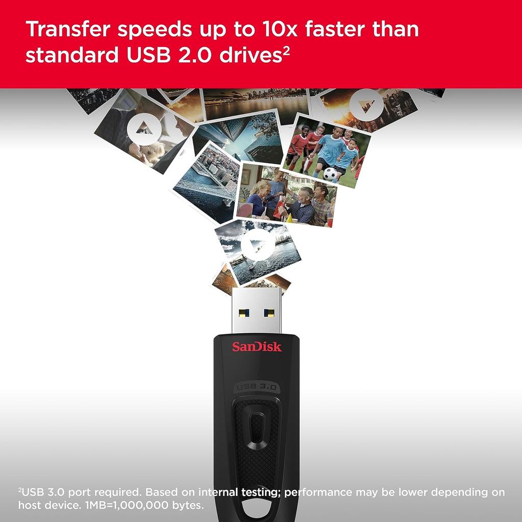 SanDisk 128GB Ultra USB 3.0 Flash Drive 16GB 32GB 64GB 256GB 512GB Original Memory Stick U Disk Pendrive CZ48 Max 130Mb/s for Computer