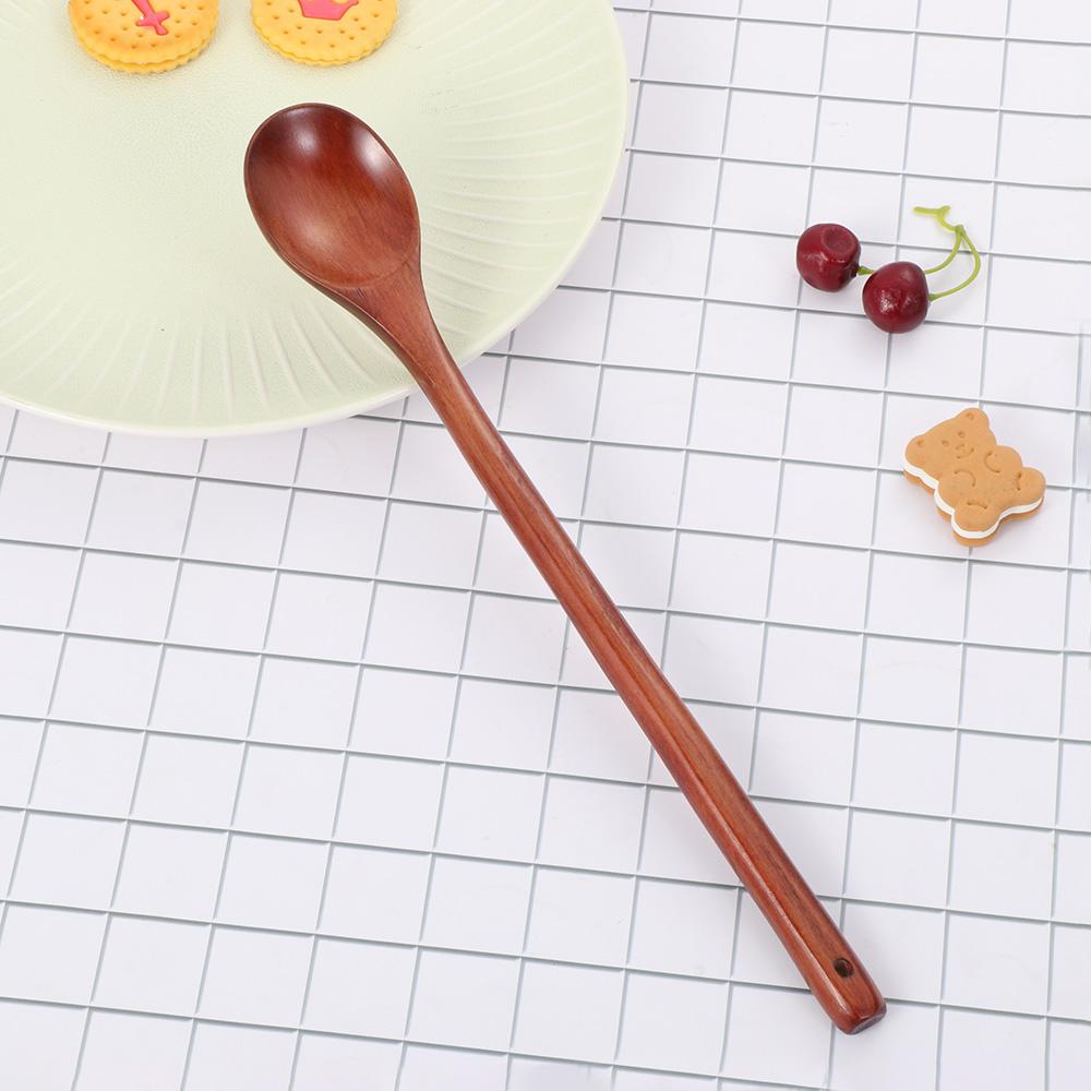Japanese-Style Long Handle Wooden Spoon Natural Solid Large Wood Soup Scoop Tea Spoons Tableware Porridge Dessert Stirring Spoon