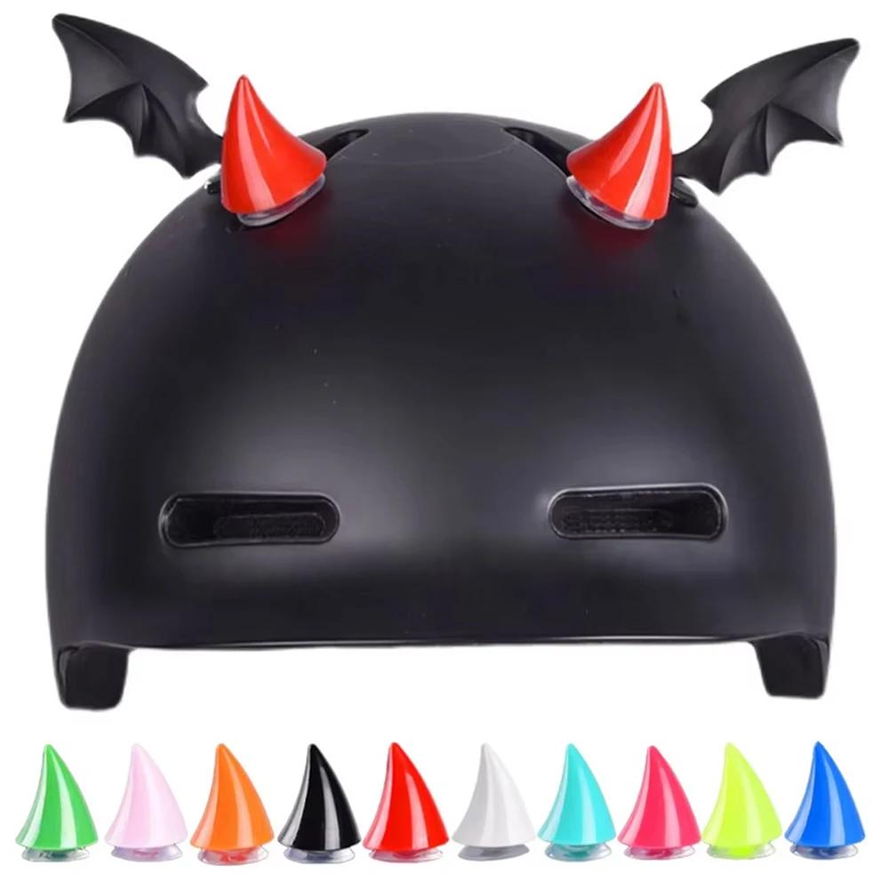 Short Devil Horns Stickers Helmet Decoration Motorcycle Bicycle Helmet Styling Headwear Devil Wings Decor Helmet Amagi