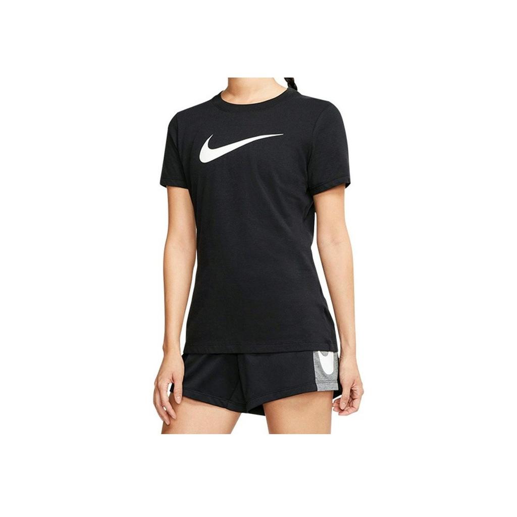 Nike Large Logo Print Casual Sports Short Sleeve T-Shirt Women Tops Black AQ3212-010