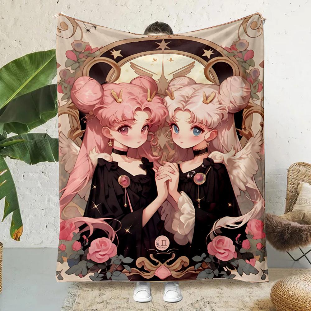 Anime Cartoon S-Sailor Moon Printed Blanket Picnic Blankets Warm Blanket Soft and Comfortable Blanket Home Travel Birthday Gift