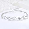 S999 Heart-to-heart Silver Bracelet for Women, Heart-shaped Interlocking Japanese and Korean Jewelry Accessories, Birthday Gift for Best Friend