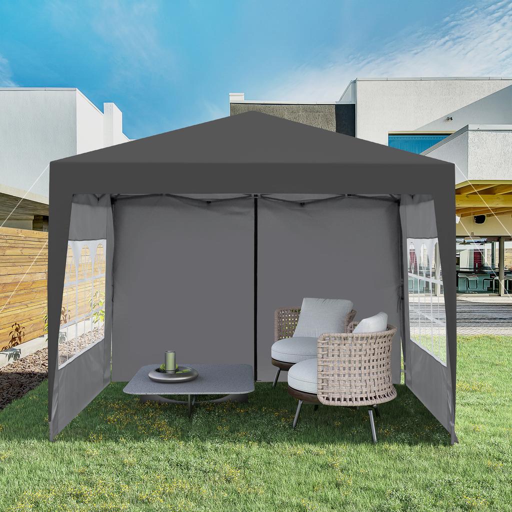 Gazebo Pieghevole 3 x 3 m, impermeabile, robusto e resistente all'inverno, con 4 pareti laterali e 4 sacchi di sabbia, protezione UV 50+, pieghevole, telaio in acciaio (nero)