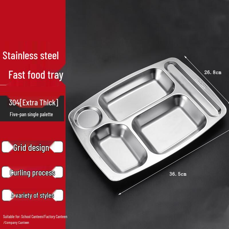 Homeglen Stainless Steel 5-Compartment Lunch Tray