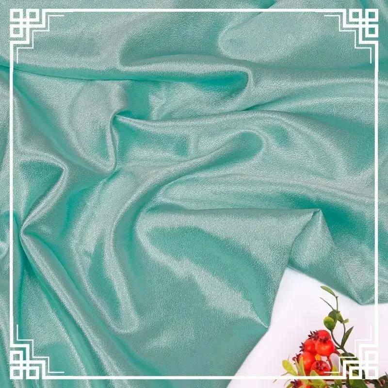 Verdickter glänzender Kristall-Satin-Stoff Schwer pro Meter für Kleidung Kleid Hanfu Dekoration DIY Nähstoff Uni Knitterarm Blau