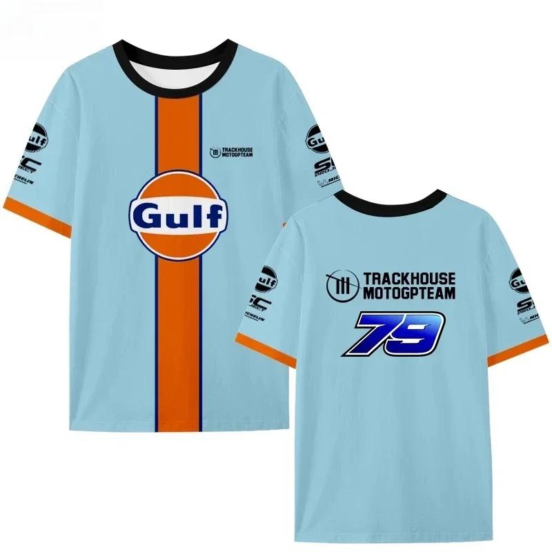 Новая команда Trackhouse Racing Team Gulf Oil Мотоциклетный гоночный костюм Быстросохнущая футболка с коротким рукавом Мужская 3D-печать 4XL