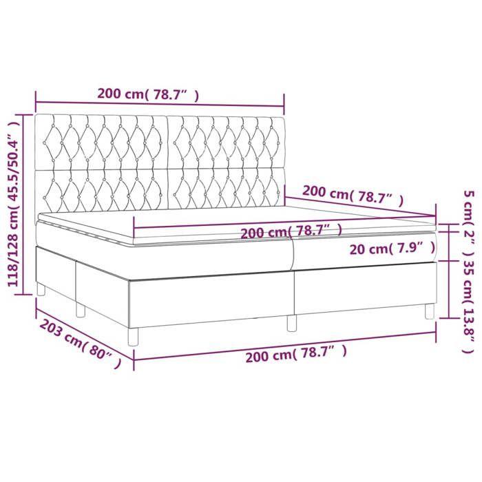 VidaXL Sommier à Lattes de Lit avec Matelas et LED, Lit Rembourré avec Tête de Lit, Lit Double, Lit Adulte de Chambre, 3135141