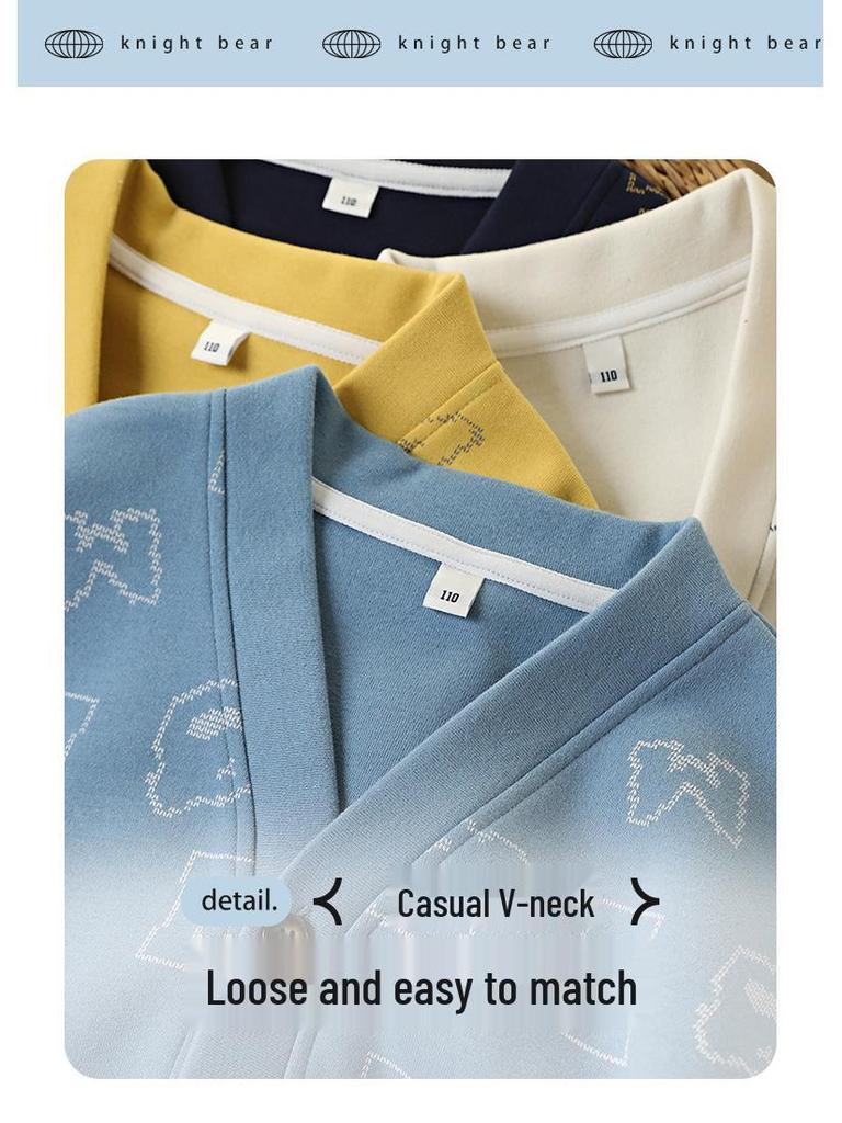 Boys' Autumn Knit Printed Jacket - Casual Outerwear for Kids