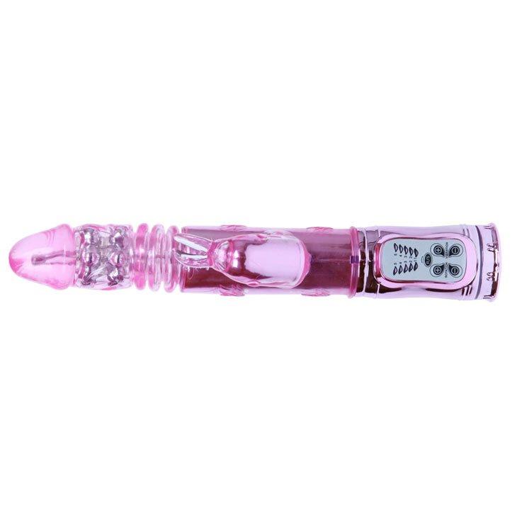 Throbbing Bunny Rotating Jelly Vibrator with Pearls